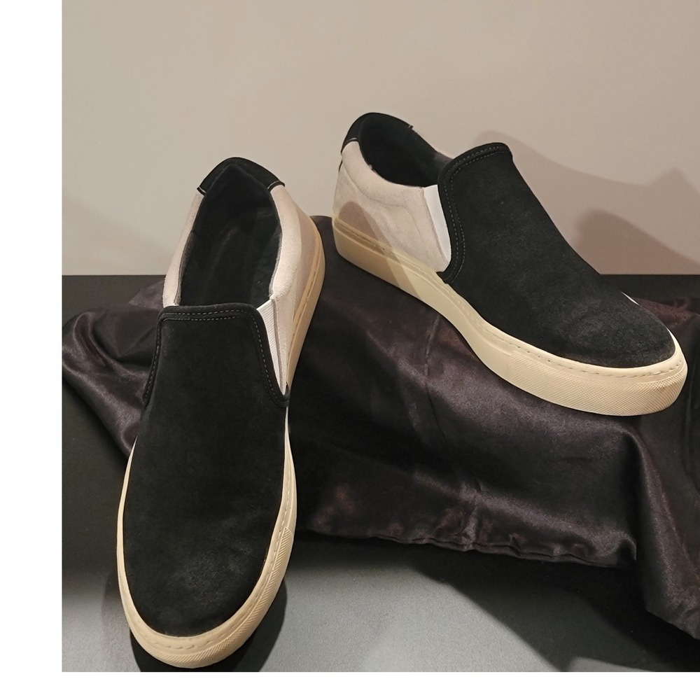 Rogue‎ State Mens Suede Slip On Sneakers Black Grey Colorblock Sz 12